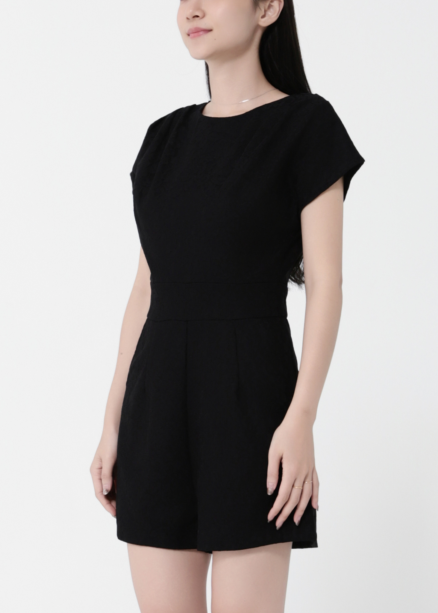 Short Sleeve Back Zip Jumpsuit 40611