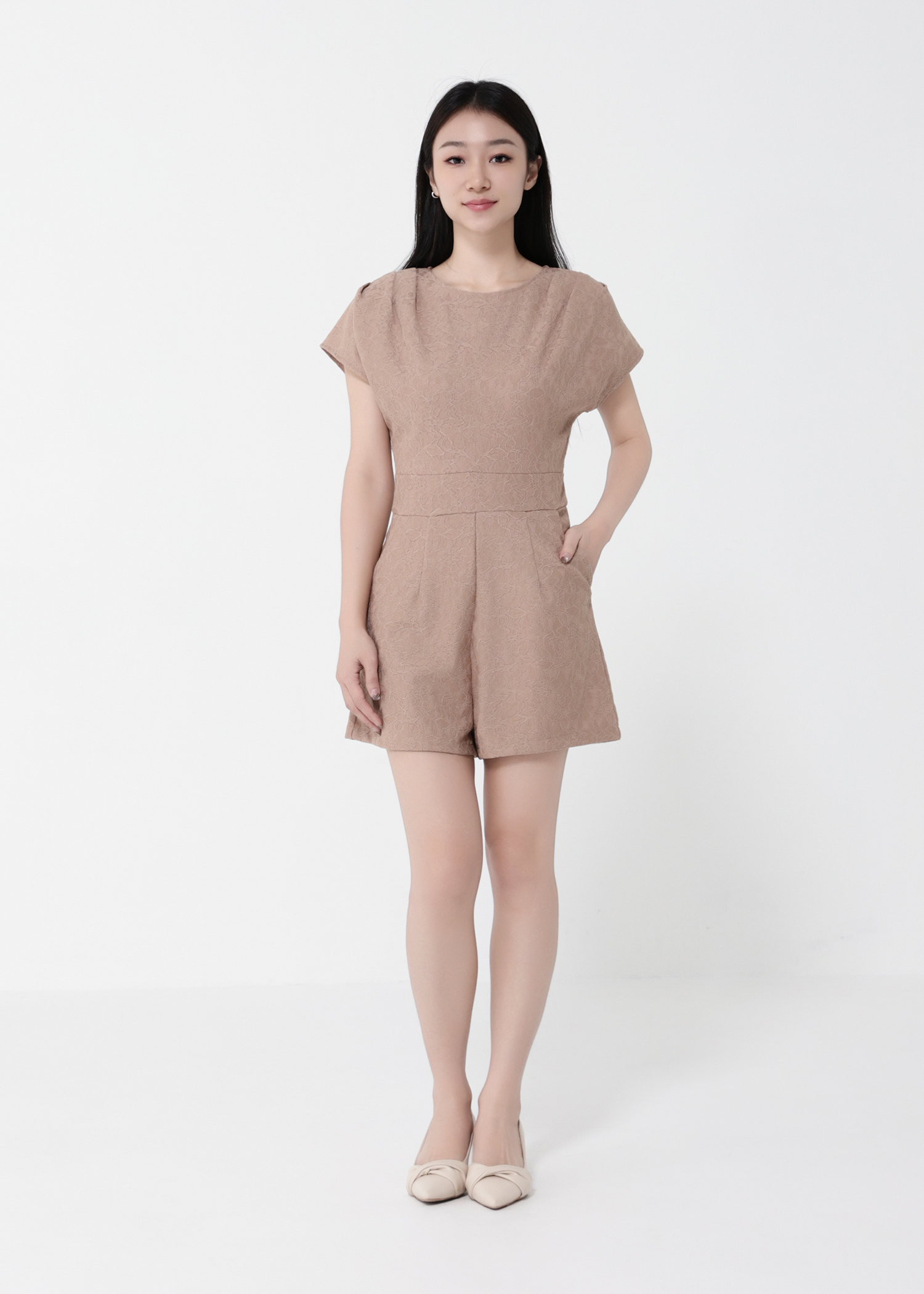 Short Sleeve Back Zip Jumpsuit 40611