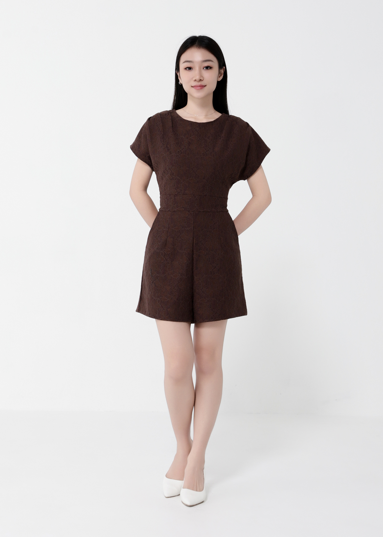 Short Sleeve Back Zip Jumpsuit 40611
