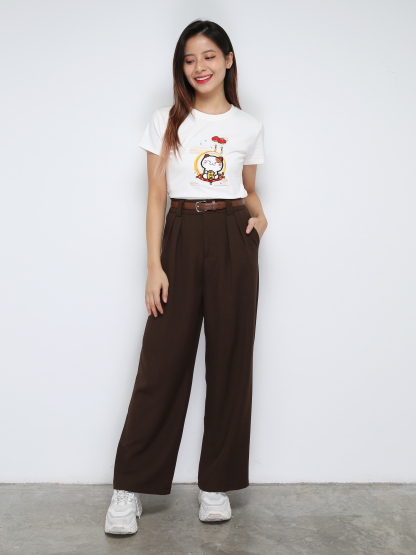 Formal High Waist Side Pocket With Belt Long Pants 30998