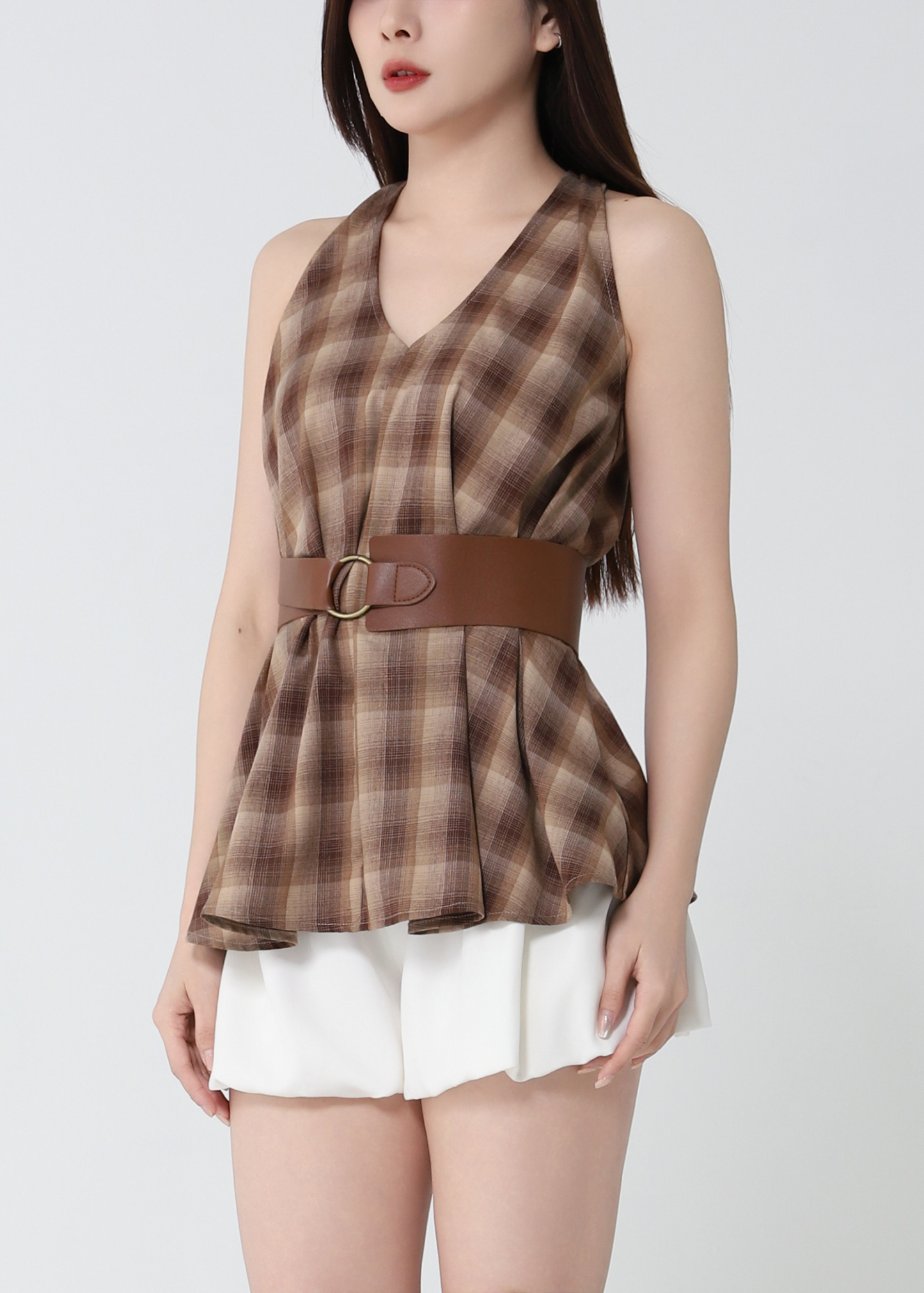 V Neck Sleeveless With Belt Top DJ263