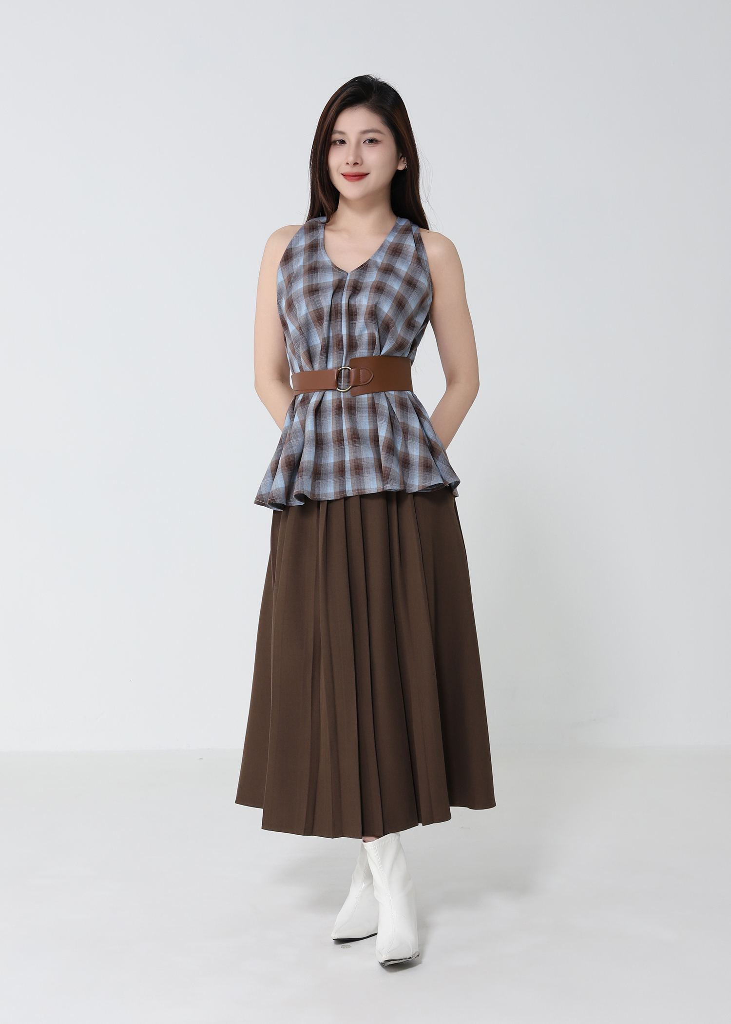 V Neck Sleeveless With Belt Top DJ263