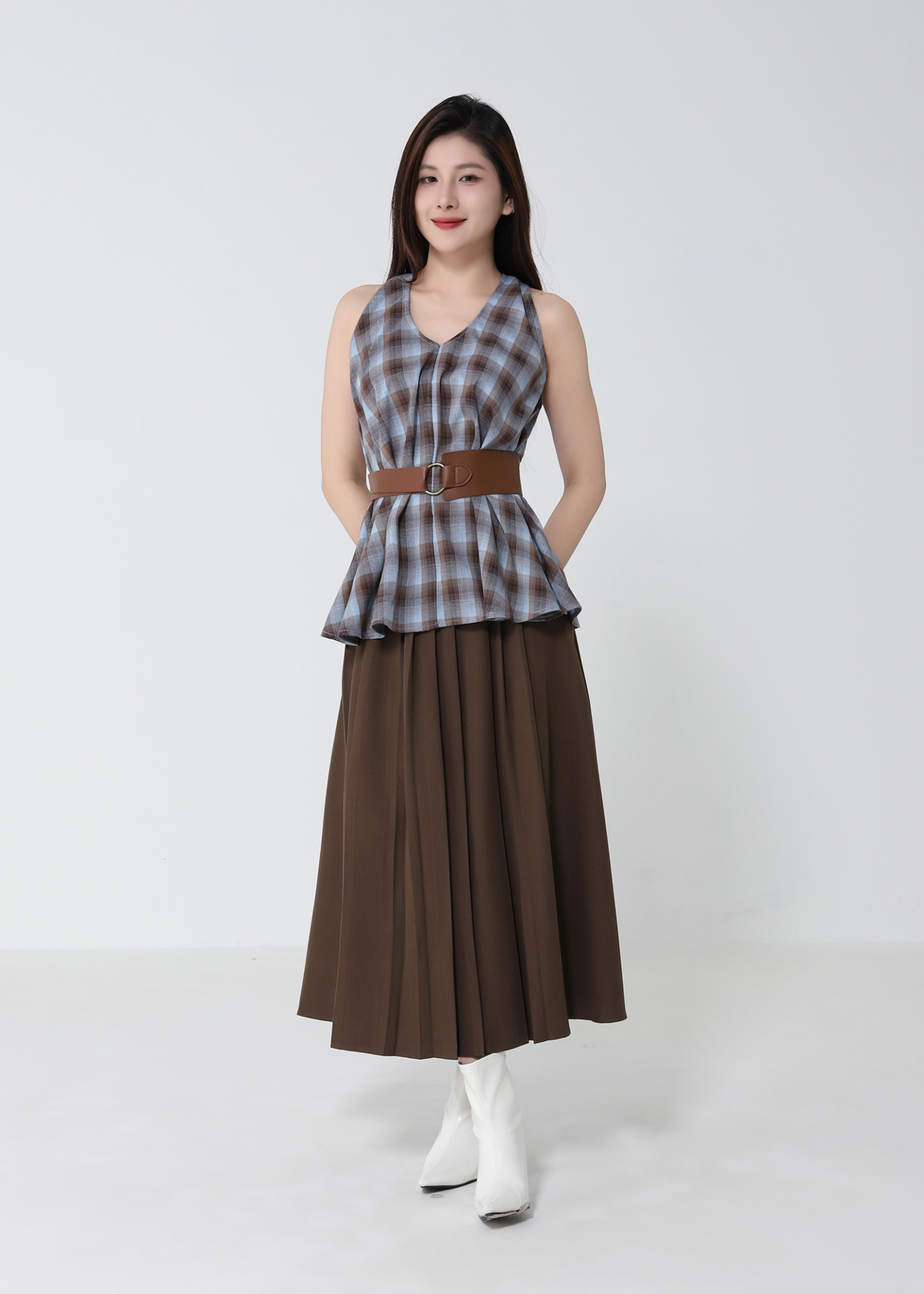 V Neck Sleeveless With Belt Top DJ263
