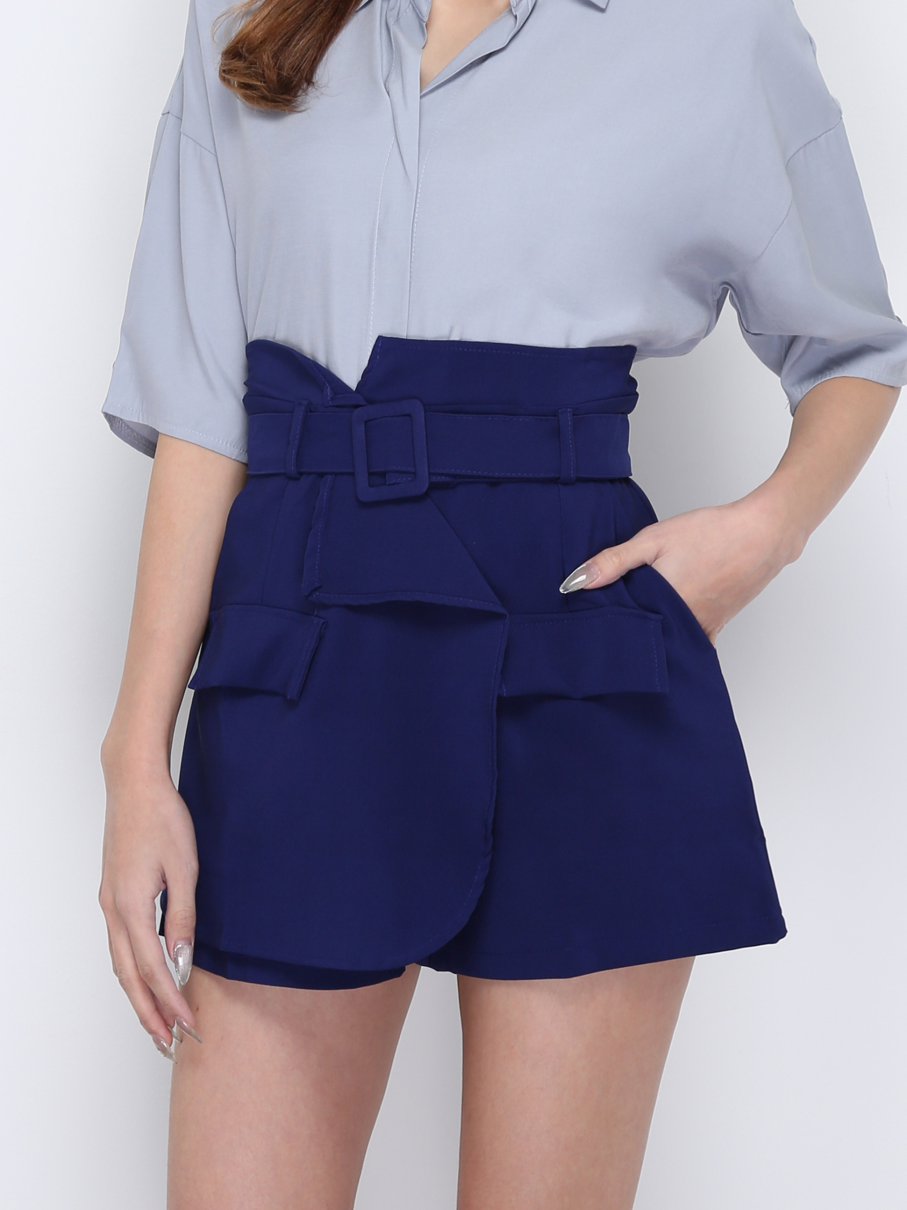 High Waist Skirt Pants With Belt 17201