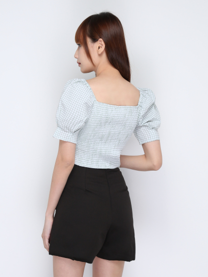 High Waist Two Side Decorative Button Short Pants 17406