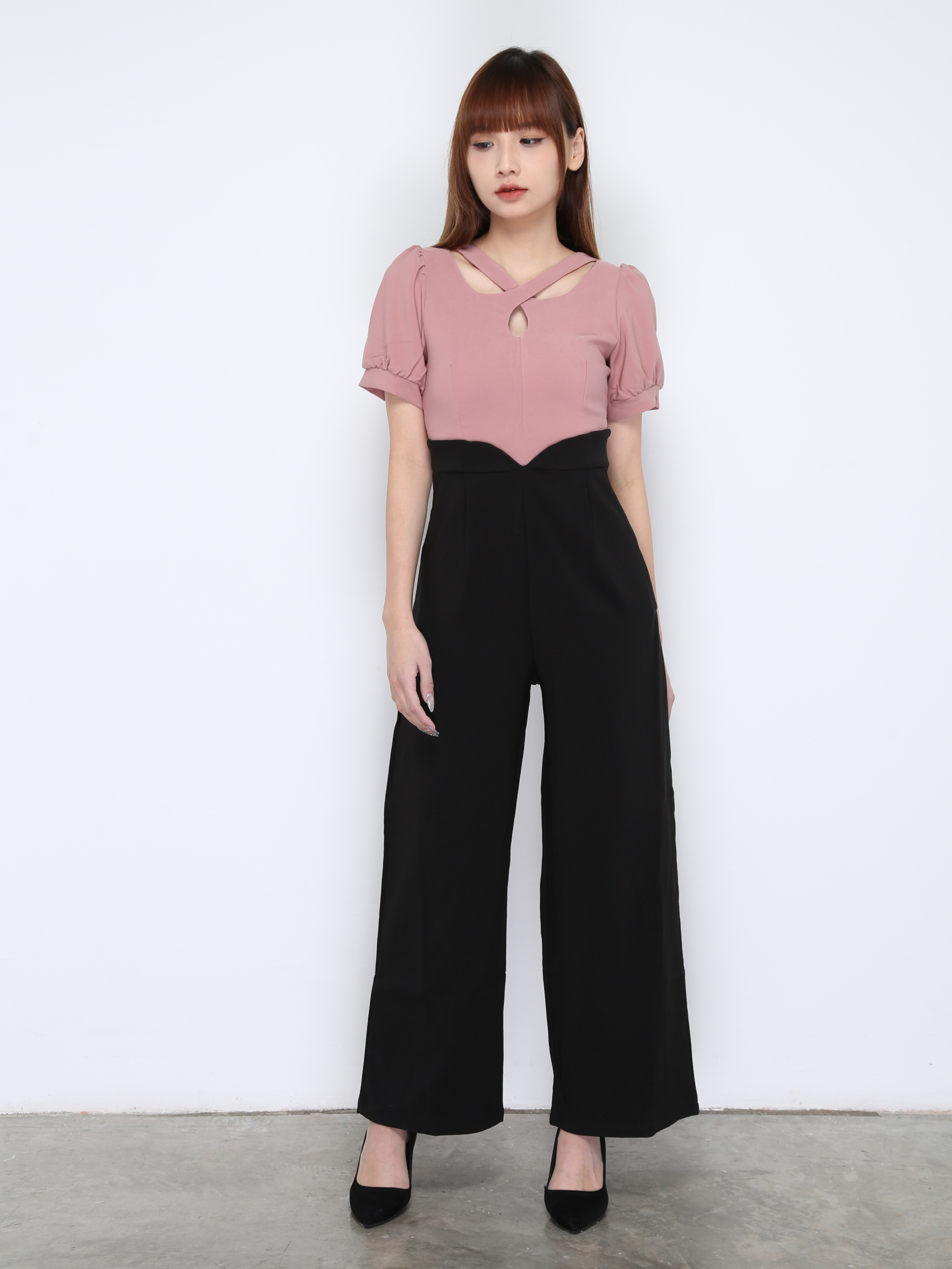 Two Tone Cross With Hole Jumpsuit 19464