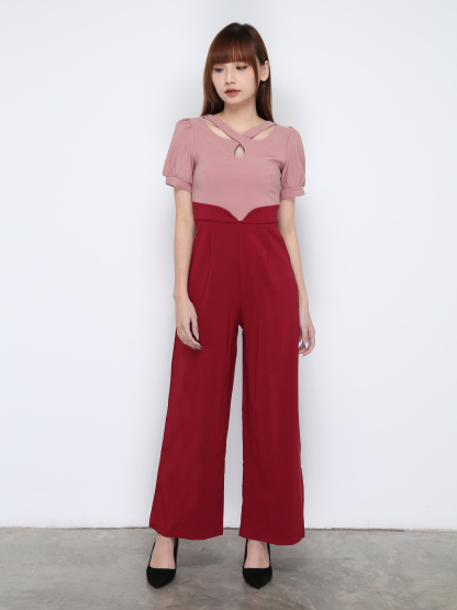 Two Tone Cross With Hole Jumpsuit 19464