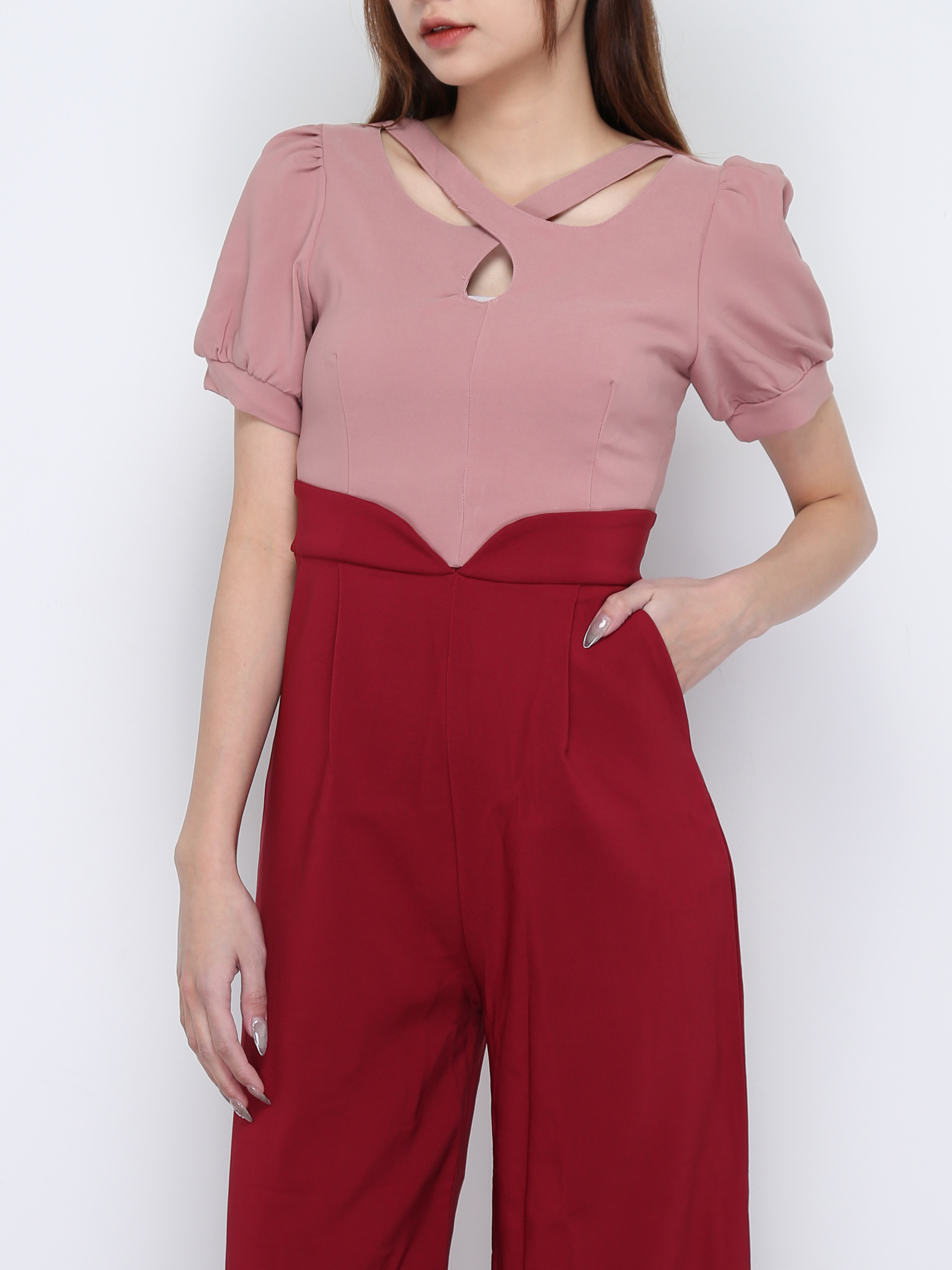 Two Tone Cross With Hole Jumpsuit 19464