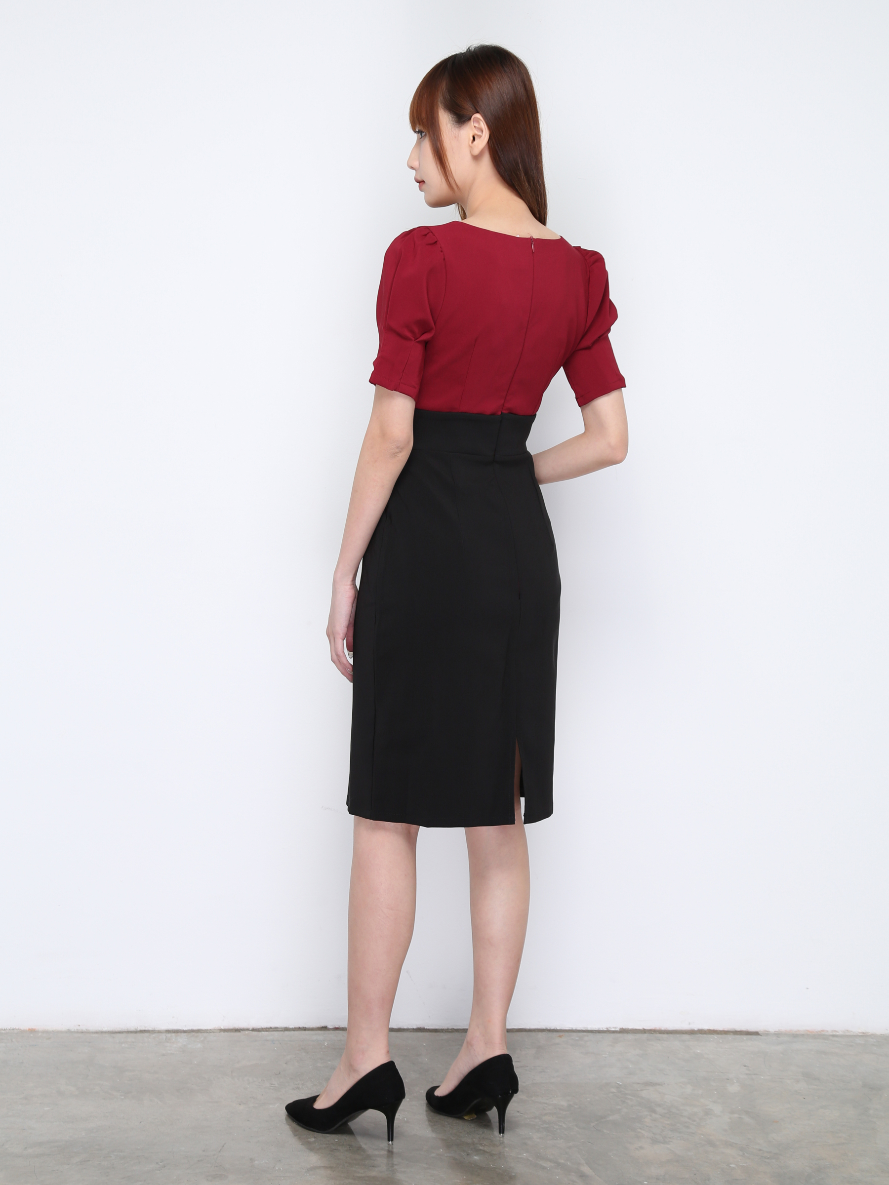 Two Tone With Decorative Belt Dress 19465