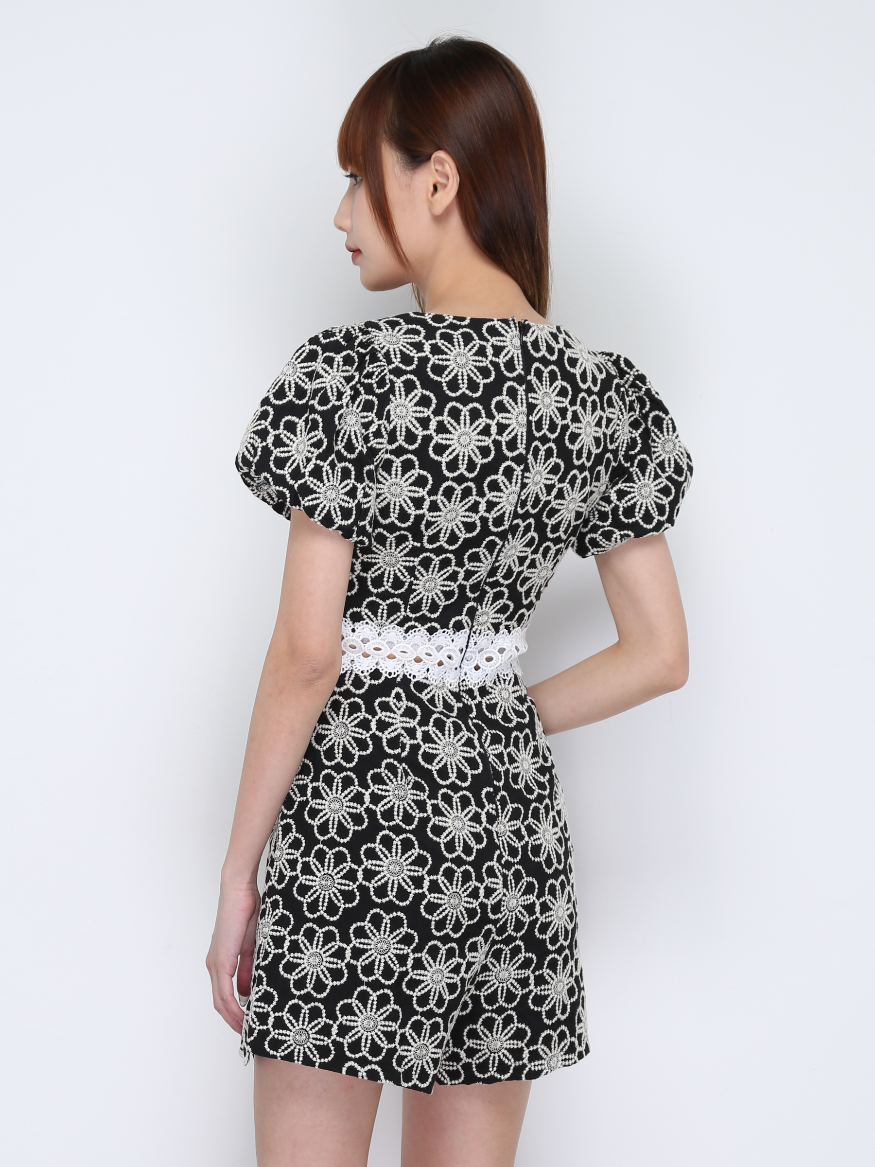 V Neck Floral Puff Sleeve Jumpsuit 17450