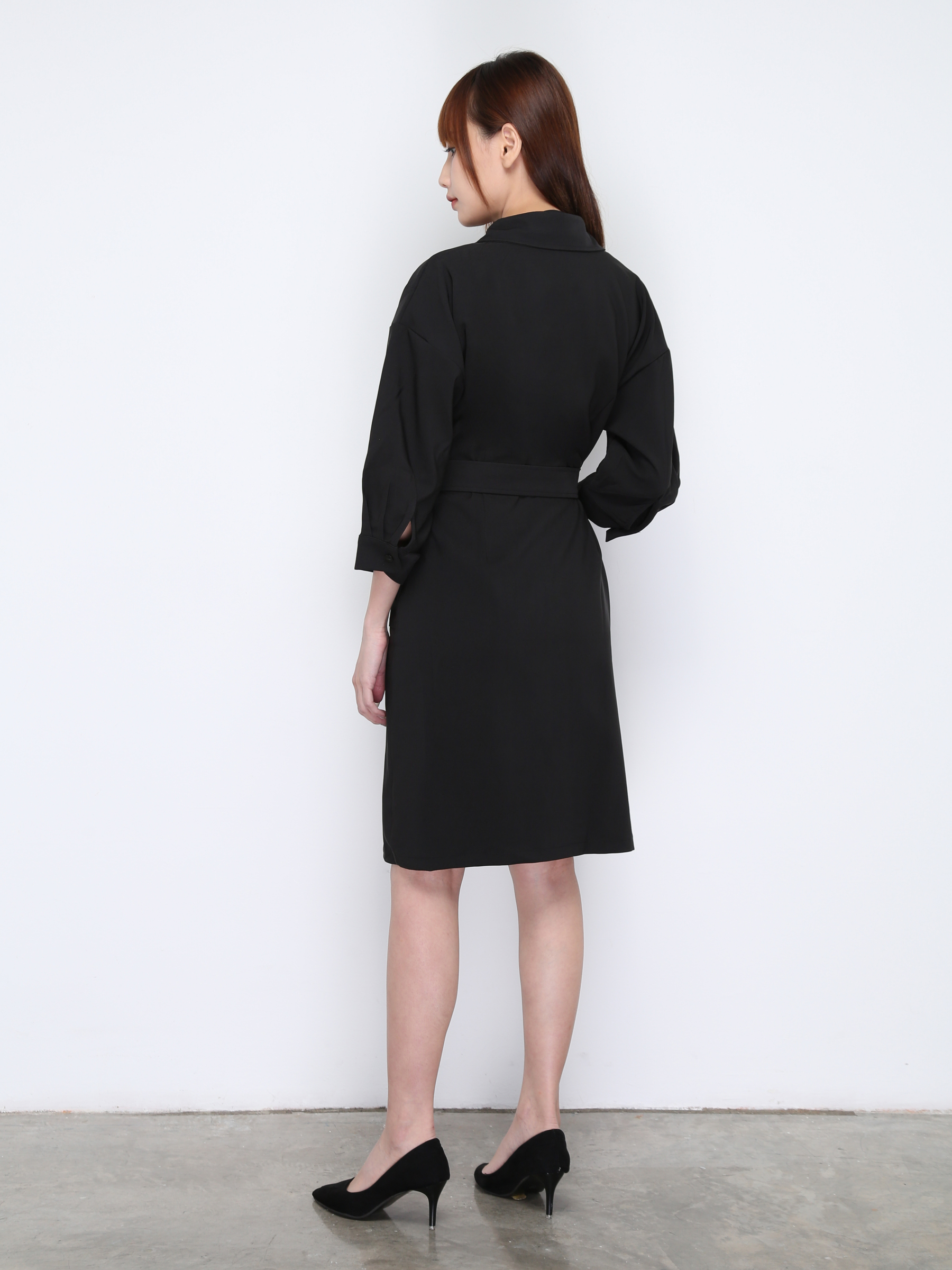 Collar With Belt Front Button Dress 19391