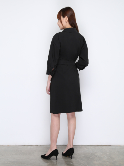 Collar With Belt Front Button Dress 19391