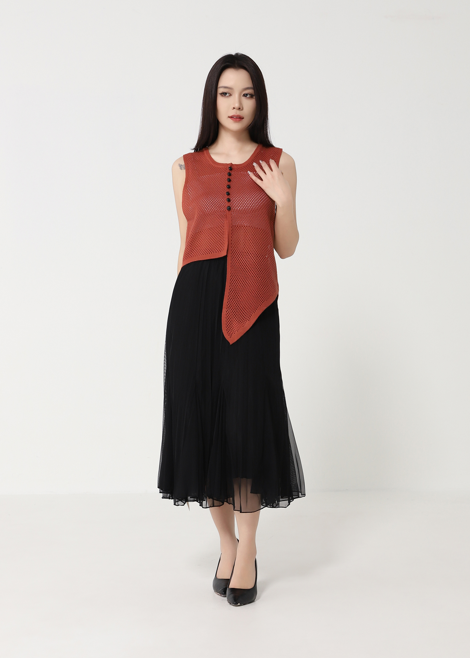 Mesh Elastic Waist Skirt 49145