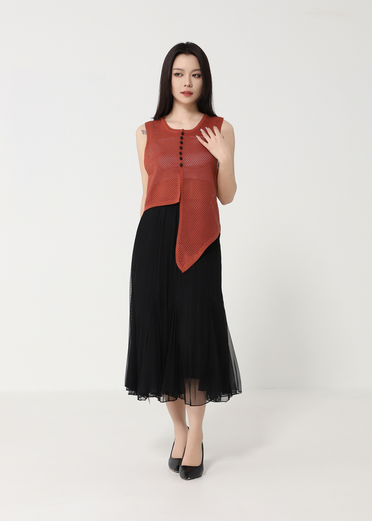 Mesh Elastic Waist Skirt 49145