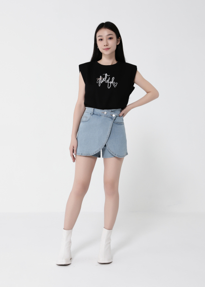 Denim Side Pocket Skirt Pant 41014