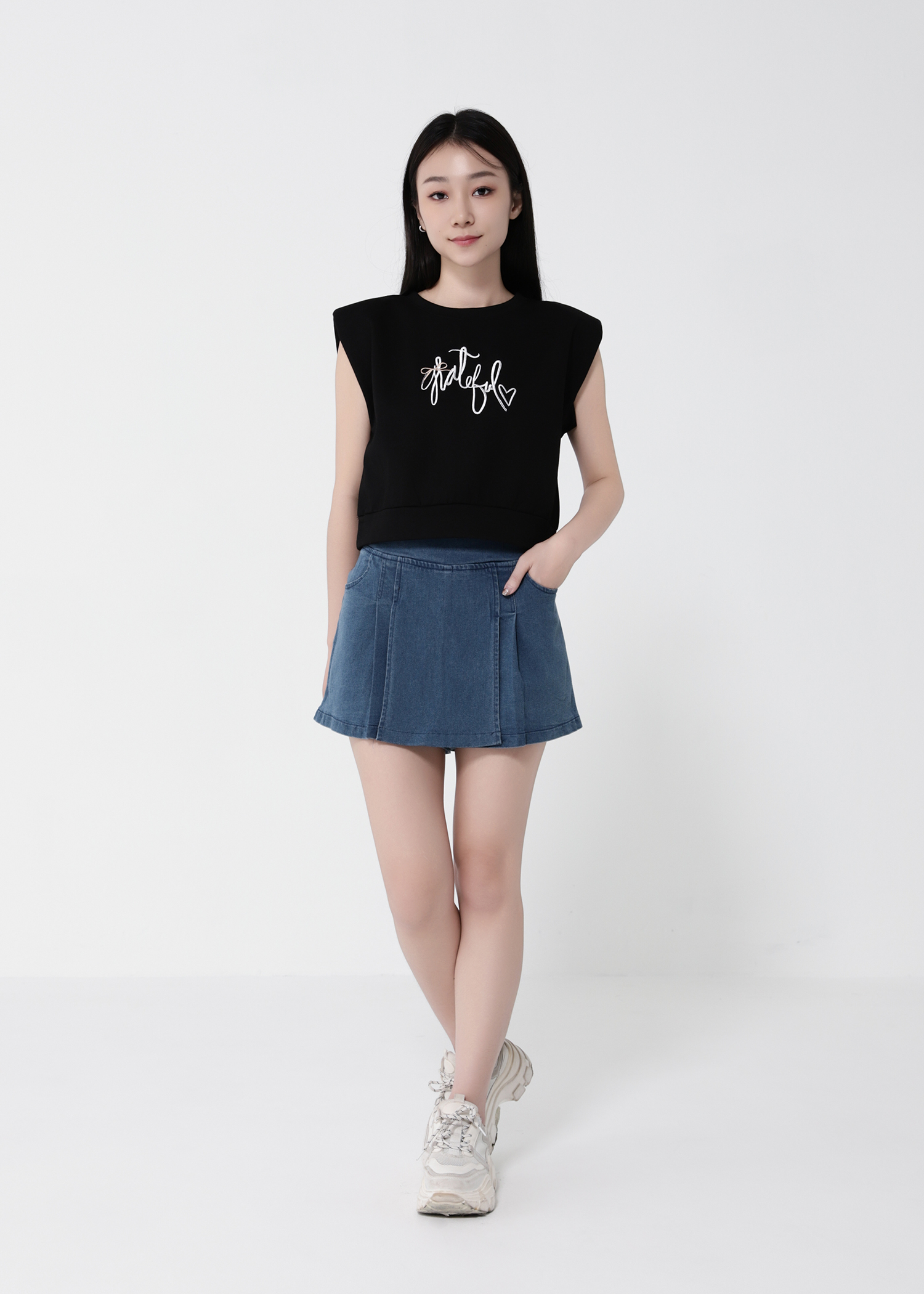 Denim Side Pocket Skirt Pant 41090