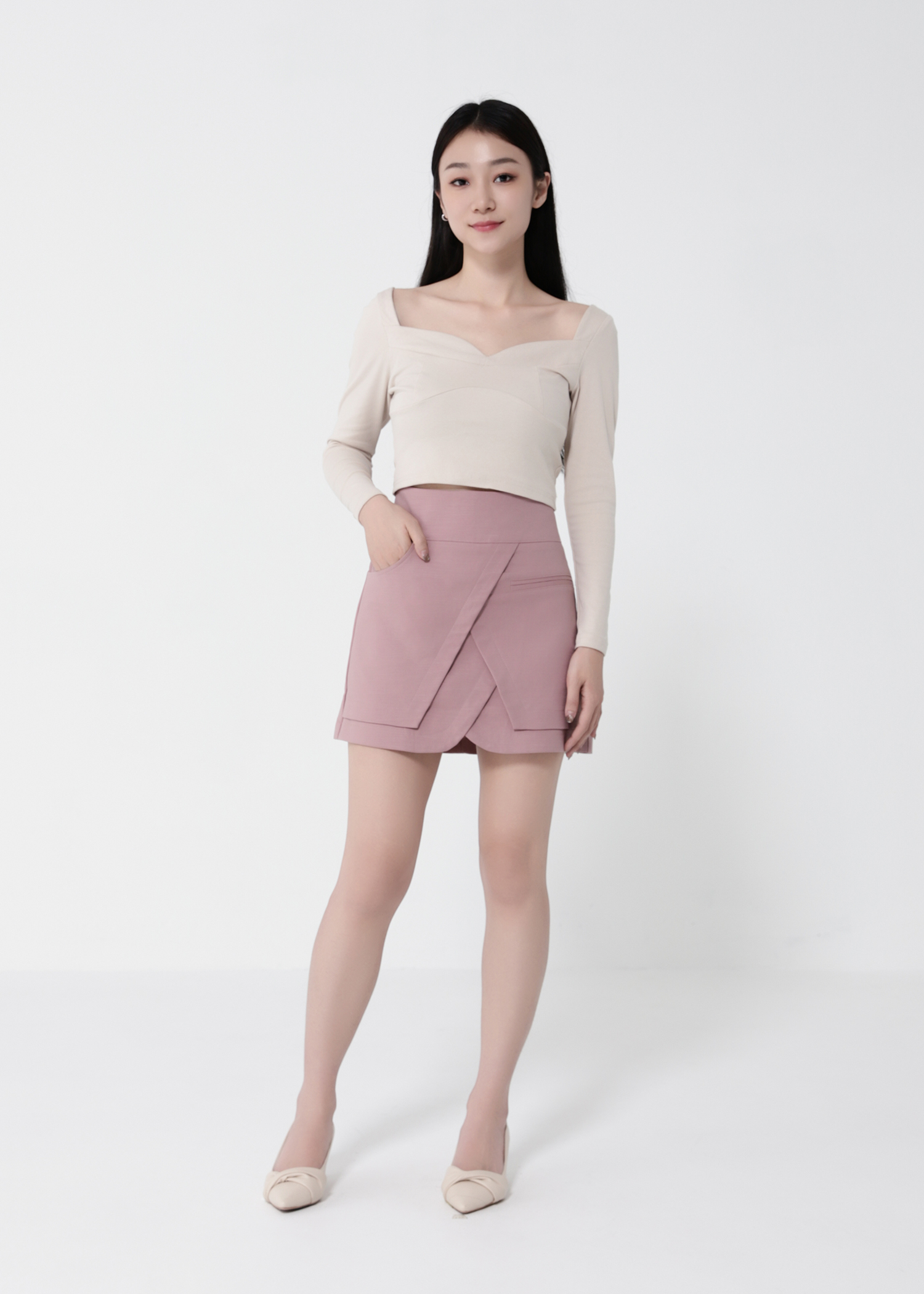 High Waist Wrap Skirt Pants 41289