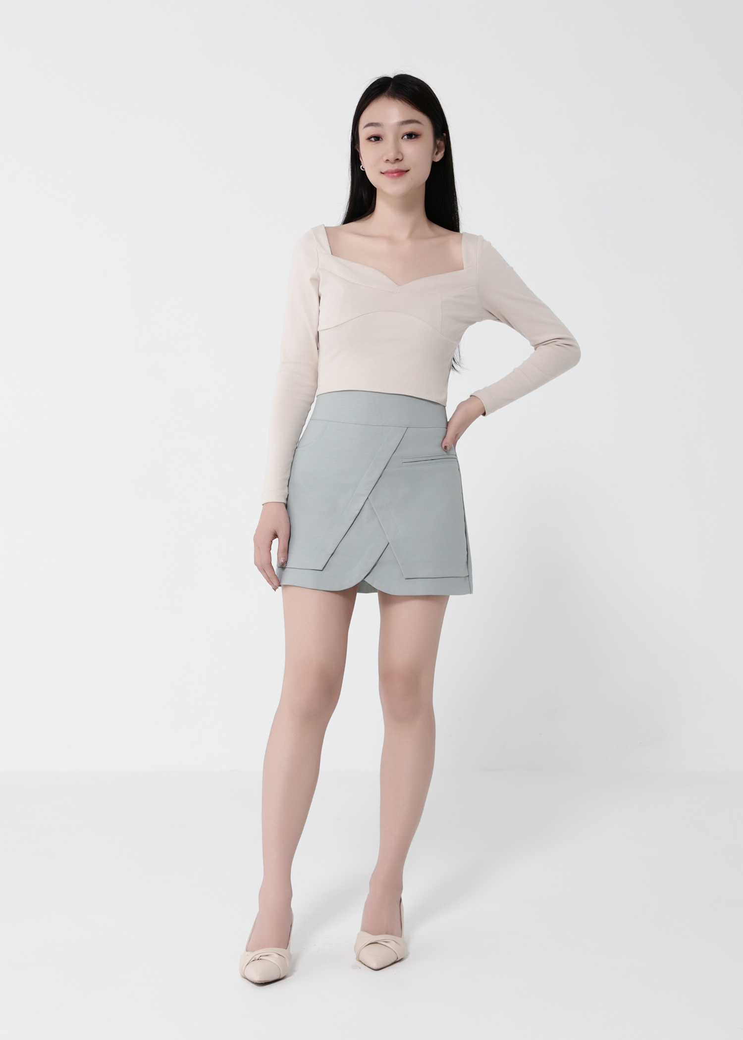 High Waist Wrap Skirt Pants 41289