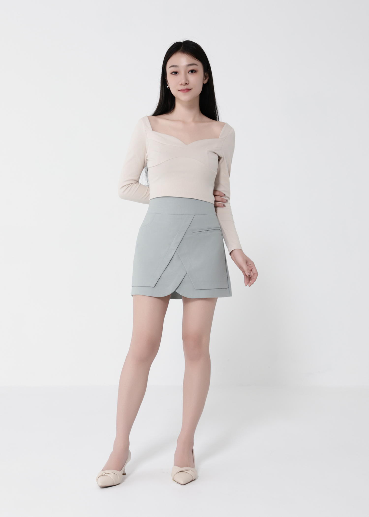 High Waist Wrap Skirt Pants 41289