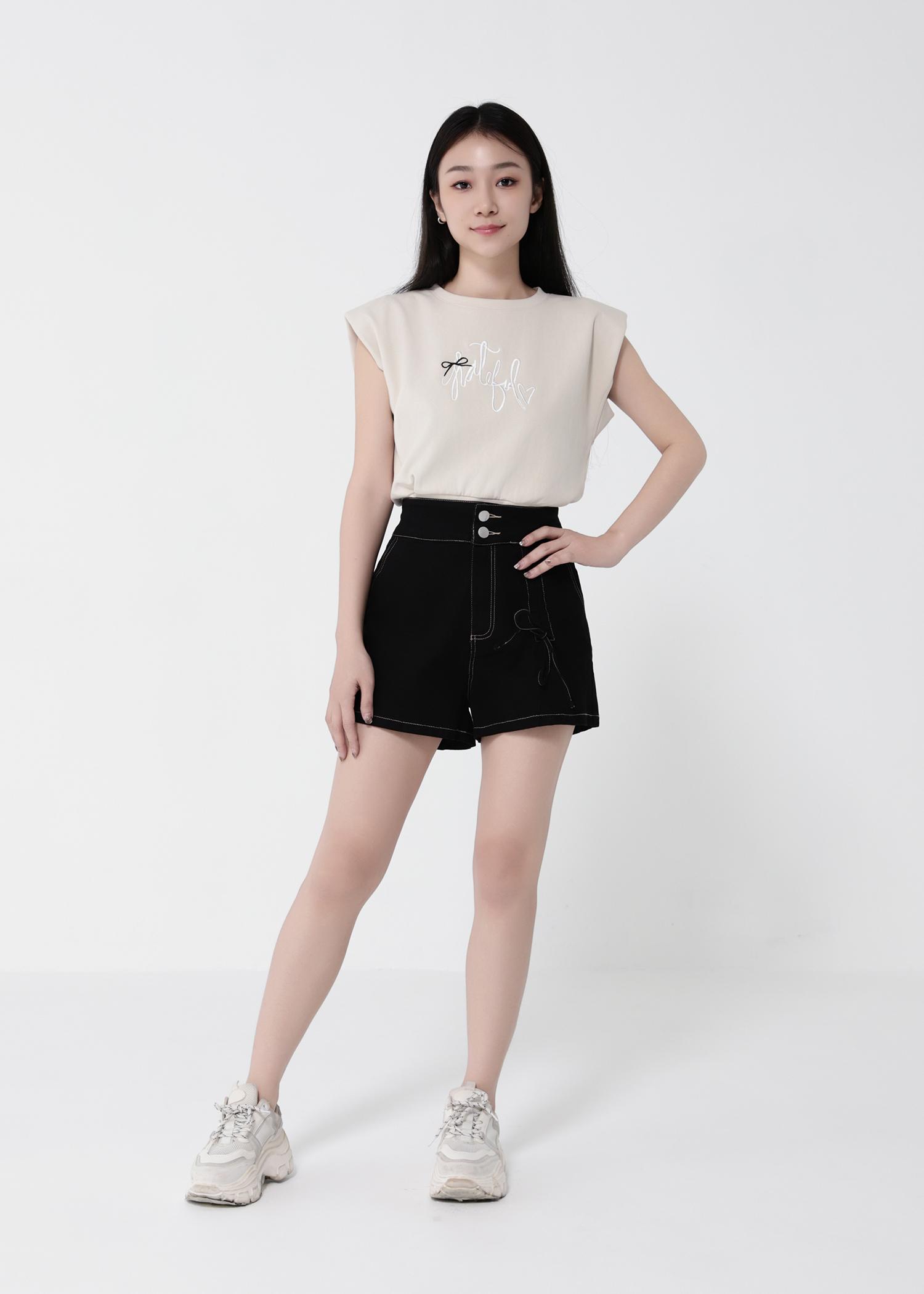 High Waist Side Pocket Short Pant 40949
