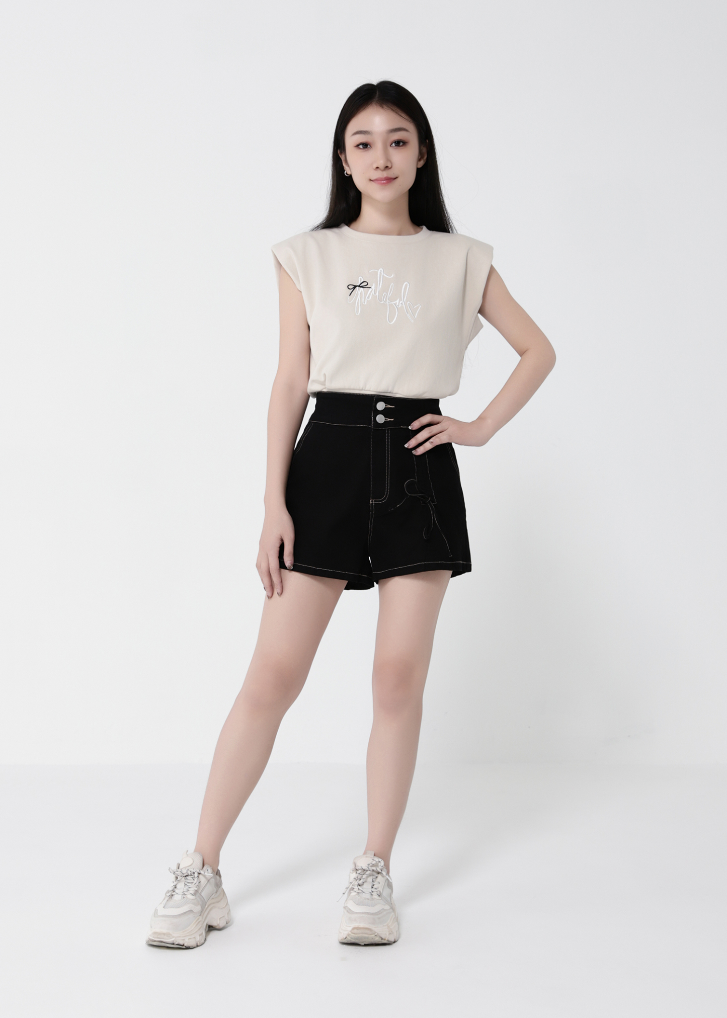 High Waist Side Pocket Short Pant 40949
