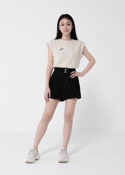 High Waist Side Pocket Short Pant 40949