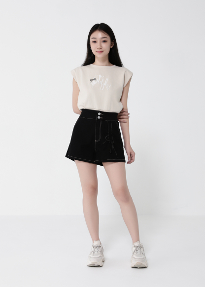 High Waist Side Pocket Short Pant 40949