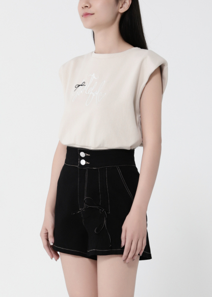 High Waist Side Pocket Short Pant 40949