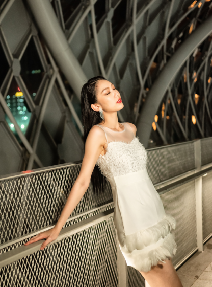 Sleeveless With Fur Dress AC621