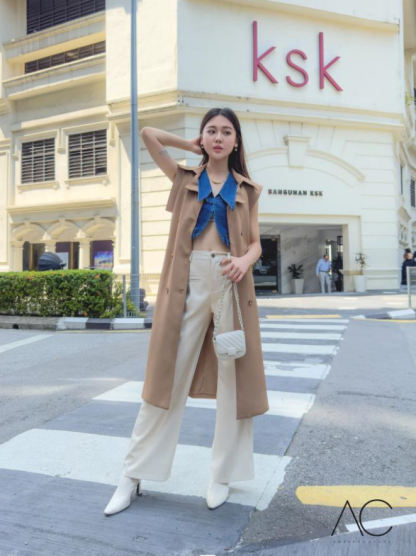 Leather Front Button Long Pant 34797