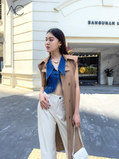 Leather Front Button Long Pant 34797