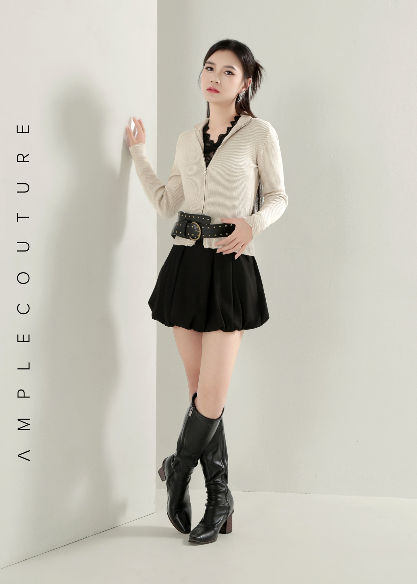 Knitted Front Zip Top DJ209