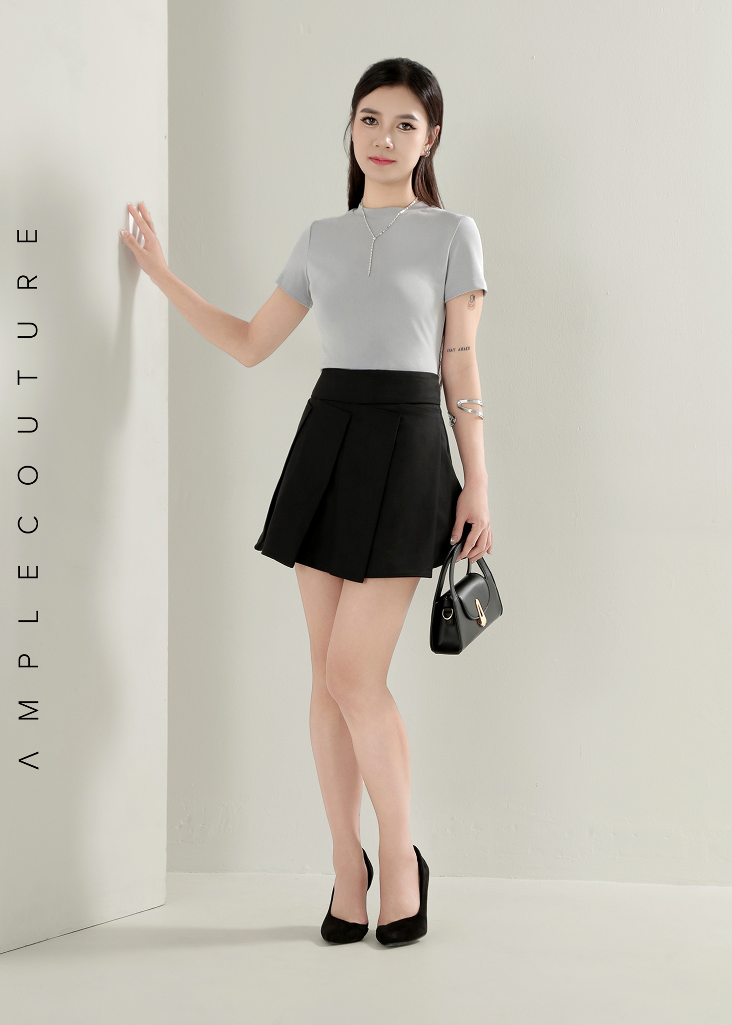 Pleated Flare Mini Skirt AC873