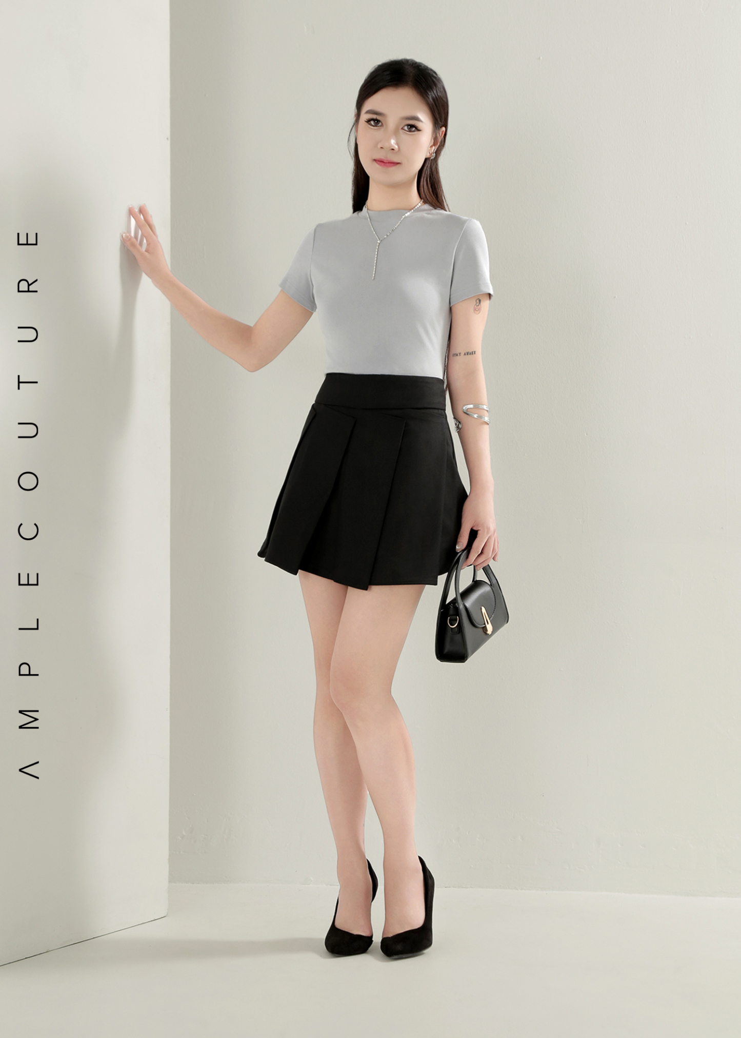 Pleated Flare Mini Skirt AC873