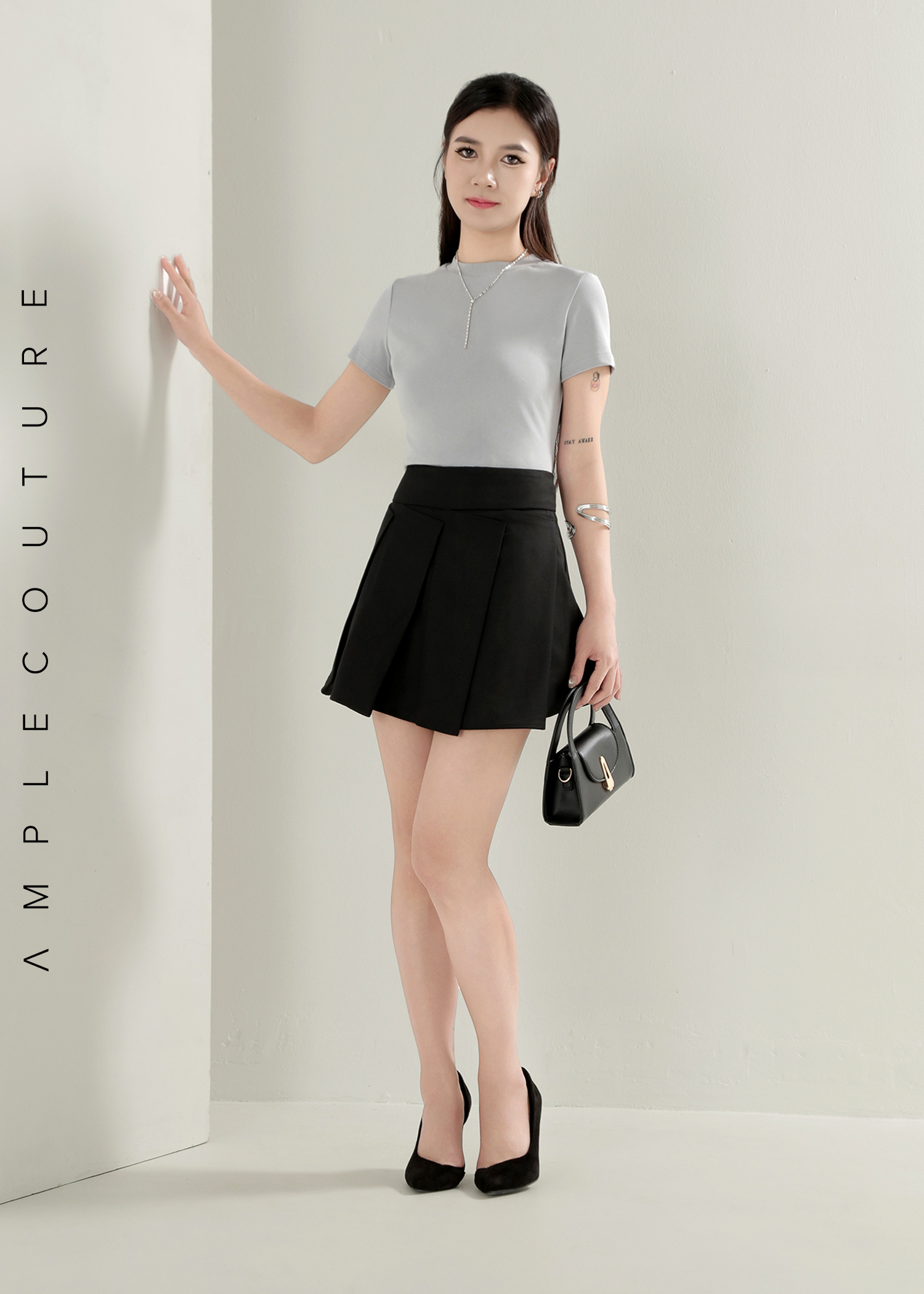 Pleated Flare Mini Skirt AC873