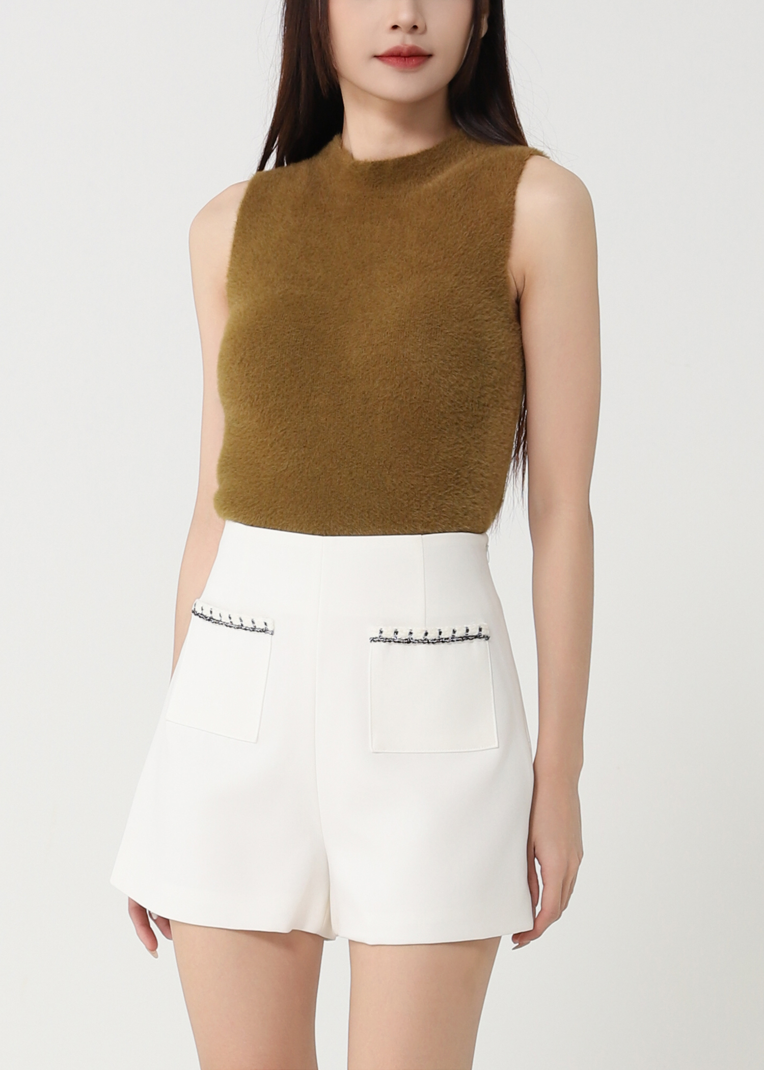 High Waist Front Pocket Short Pants 48821