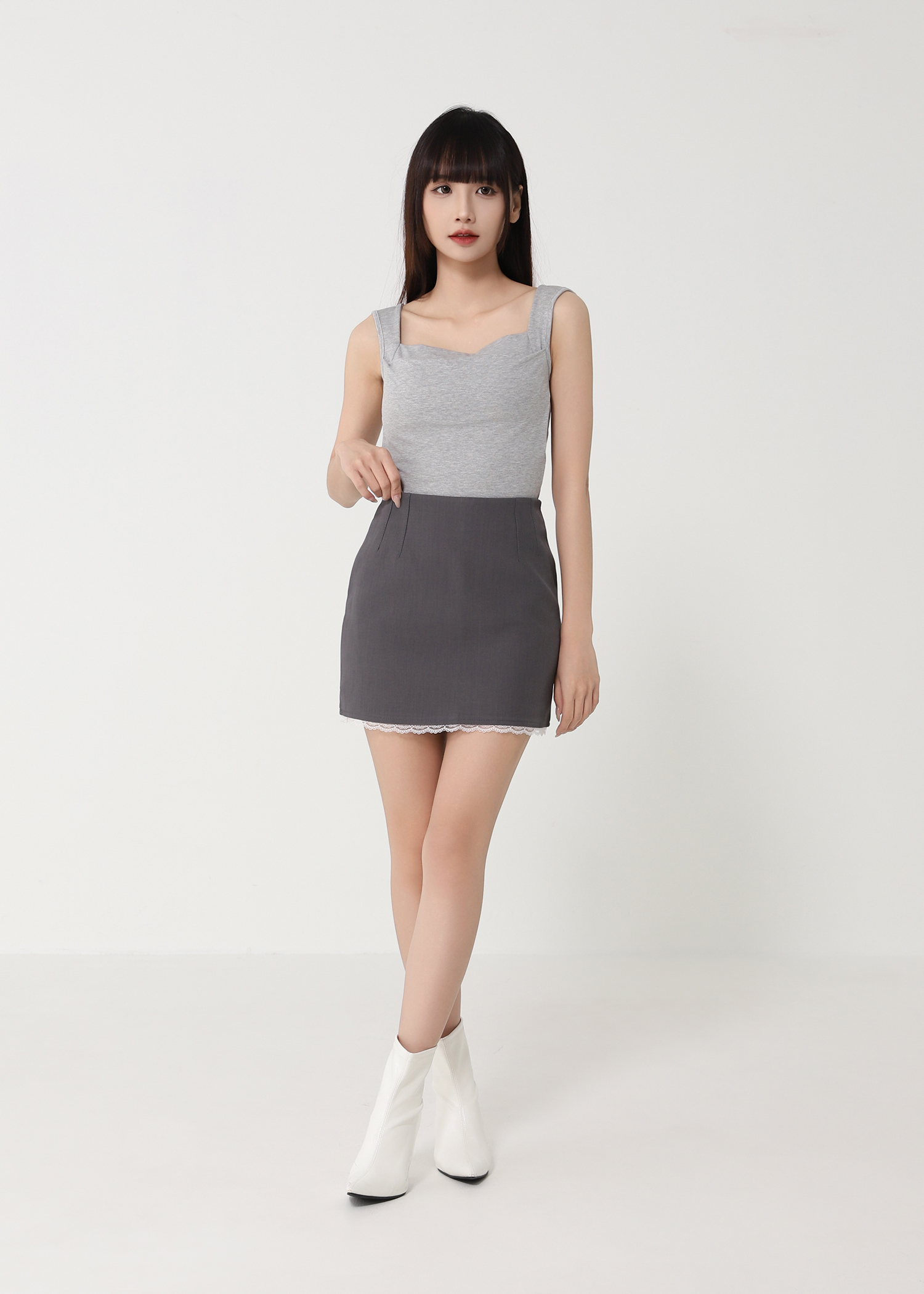 High Waist With Lace Skirt Pants 48900