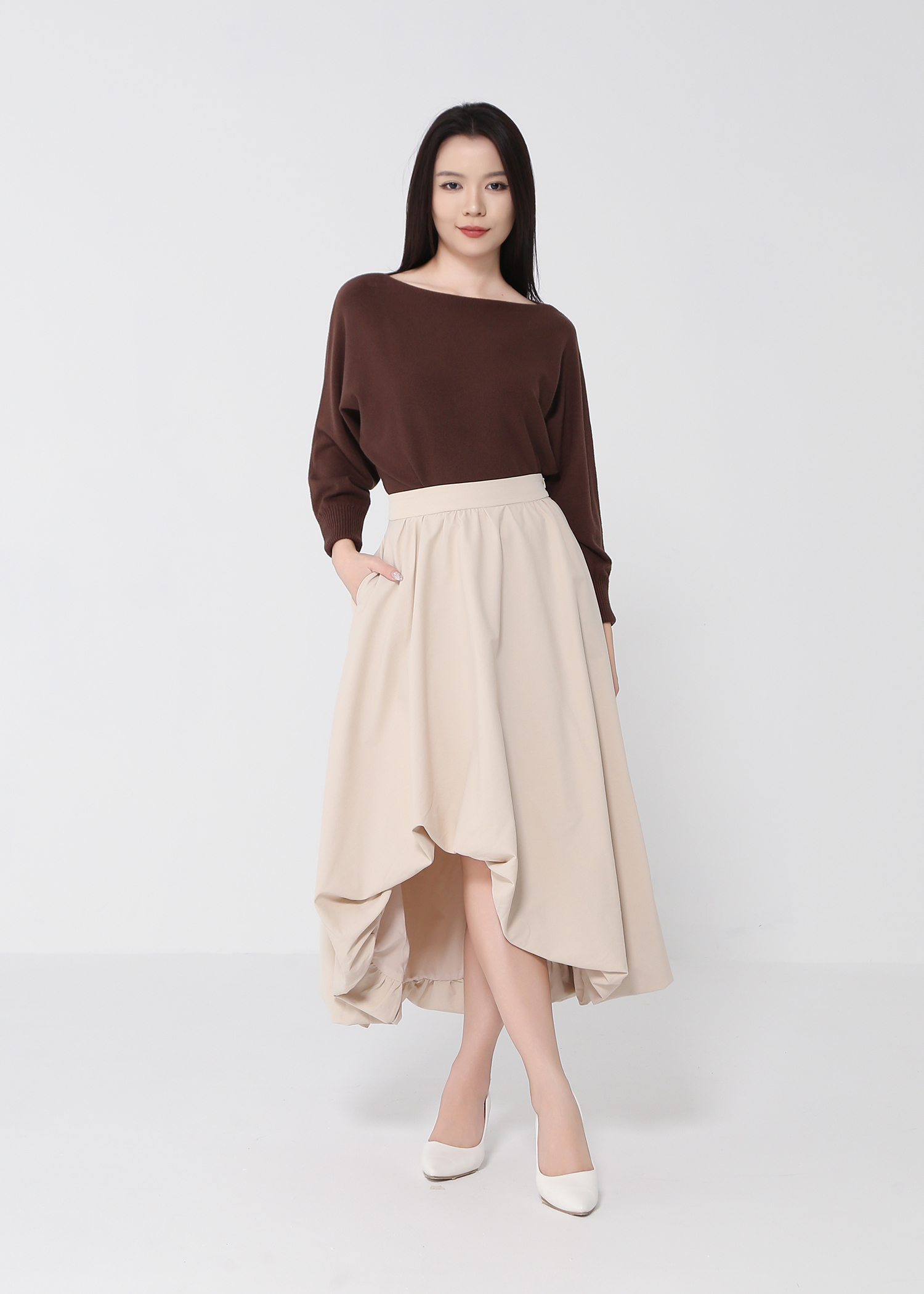 Sloping Long Sleeve Top 49184