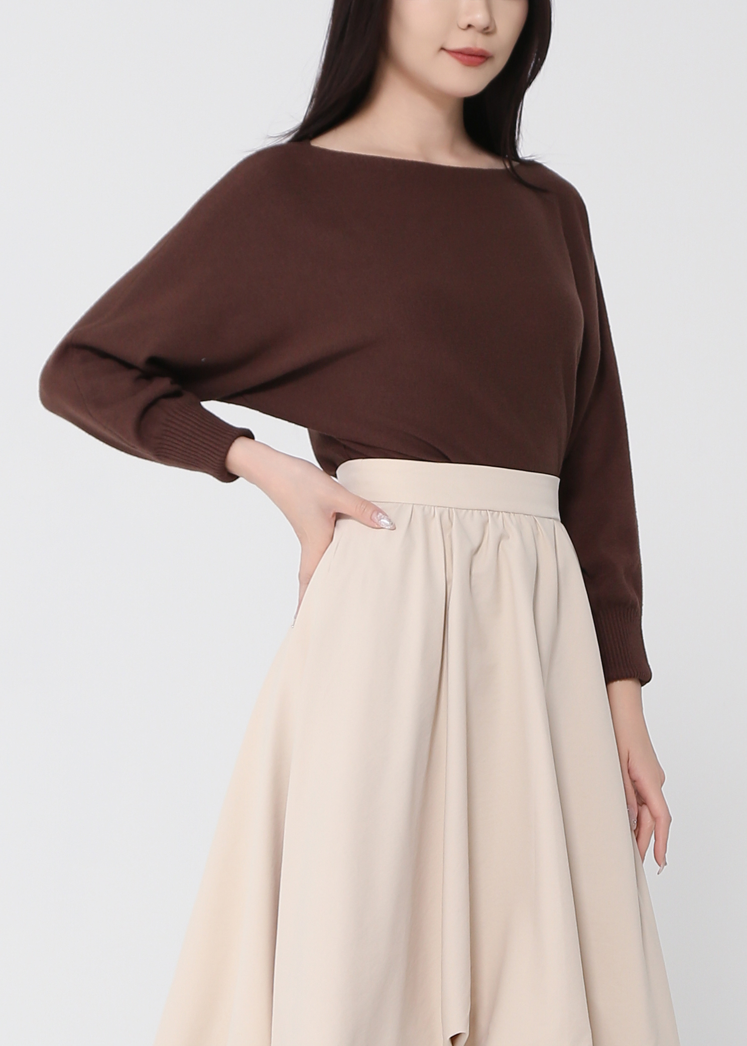 Sloping Long Sleeve Top 49184