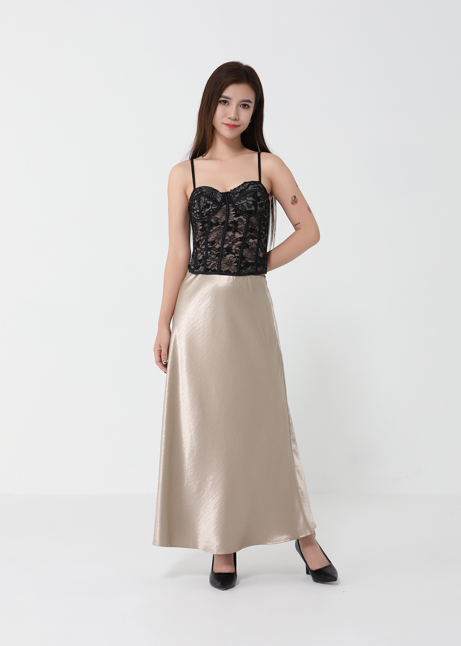 Elegant Draped Slimming Midi Skirt 48357