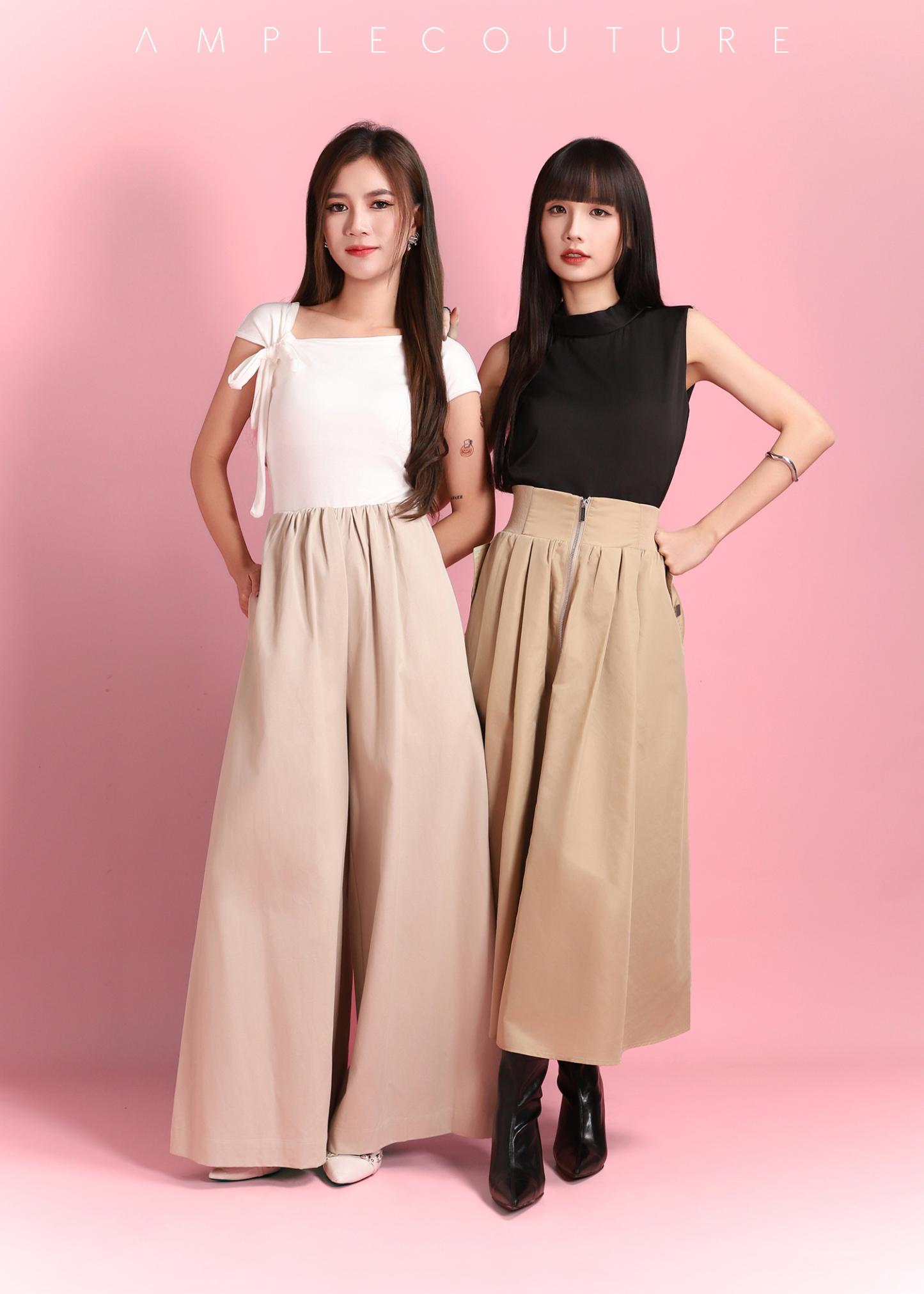 A Line High Waist Front ZIp Skirt AC282 – AMPLE COUTURE