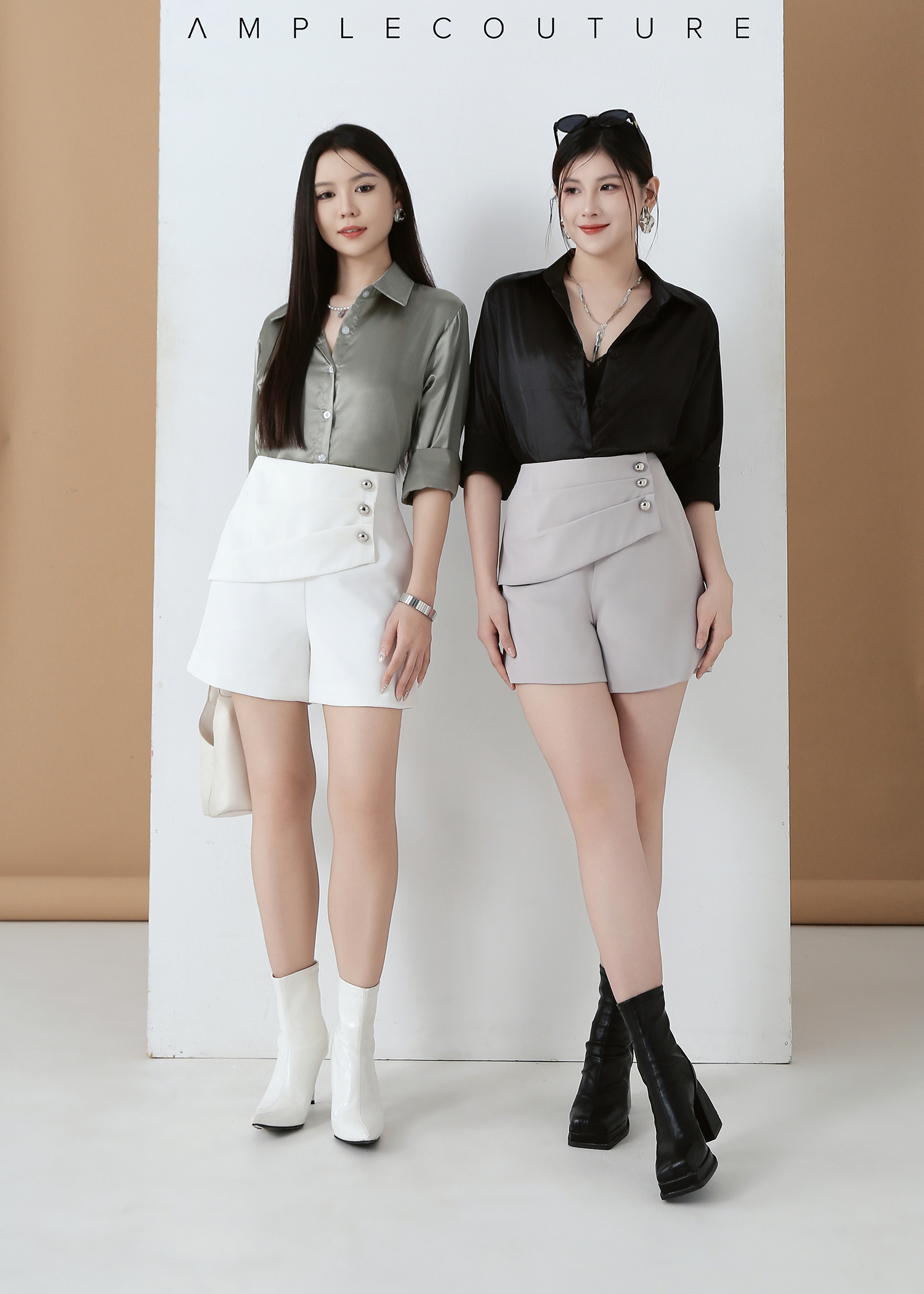 Button Detail Wrap Shorts AC264