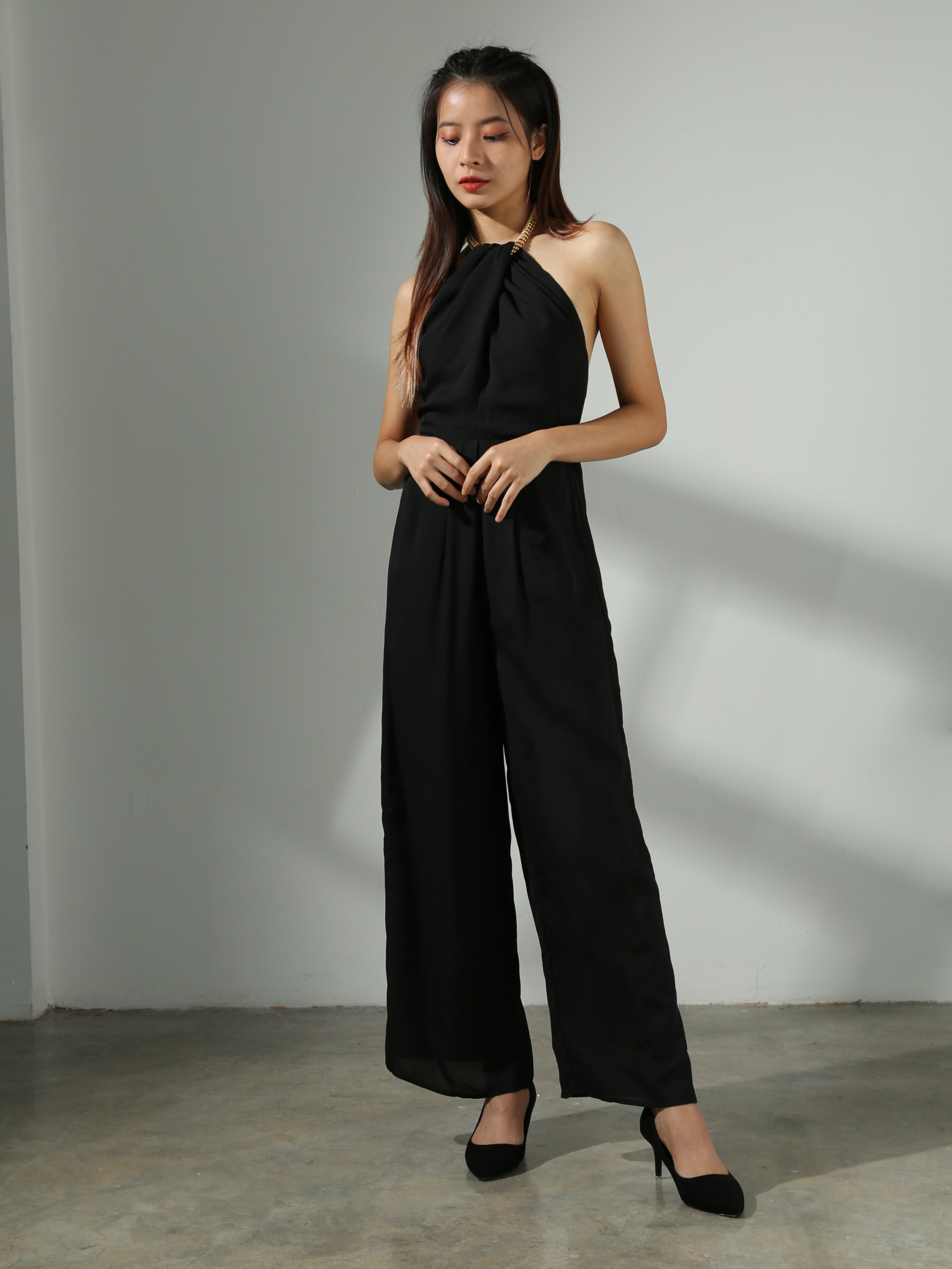 Halter With Gold Chain Jumpsuit AC720