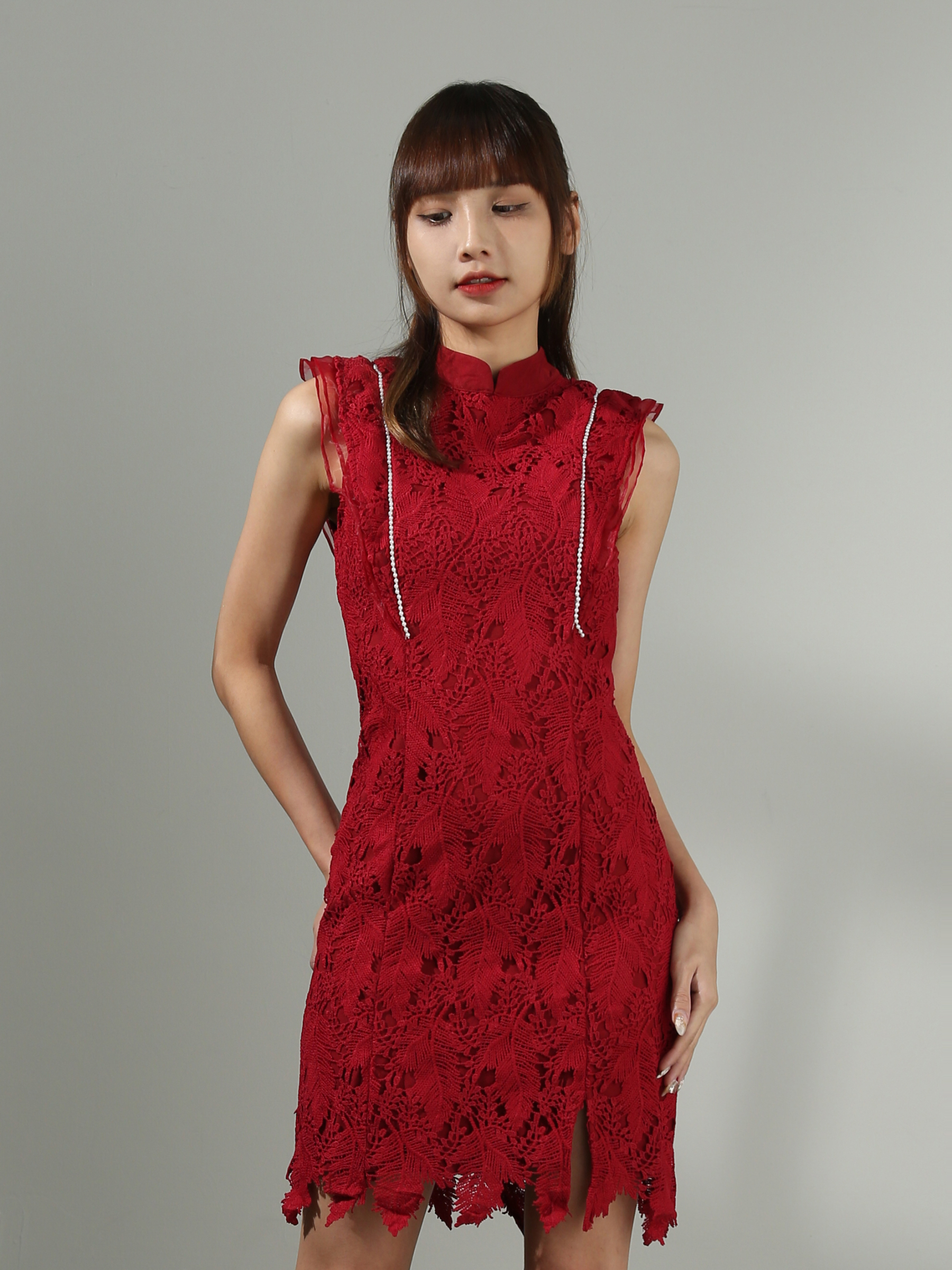 Lace Sleeveless Back Zip Dress AC809