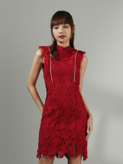 Lace Sleeveless Back Zip Dress AC809