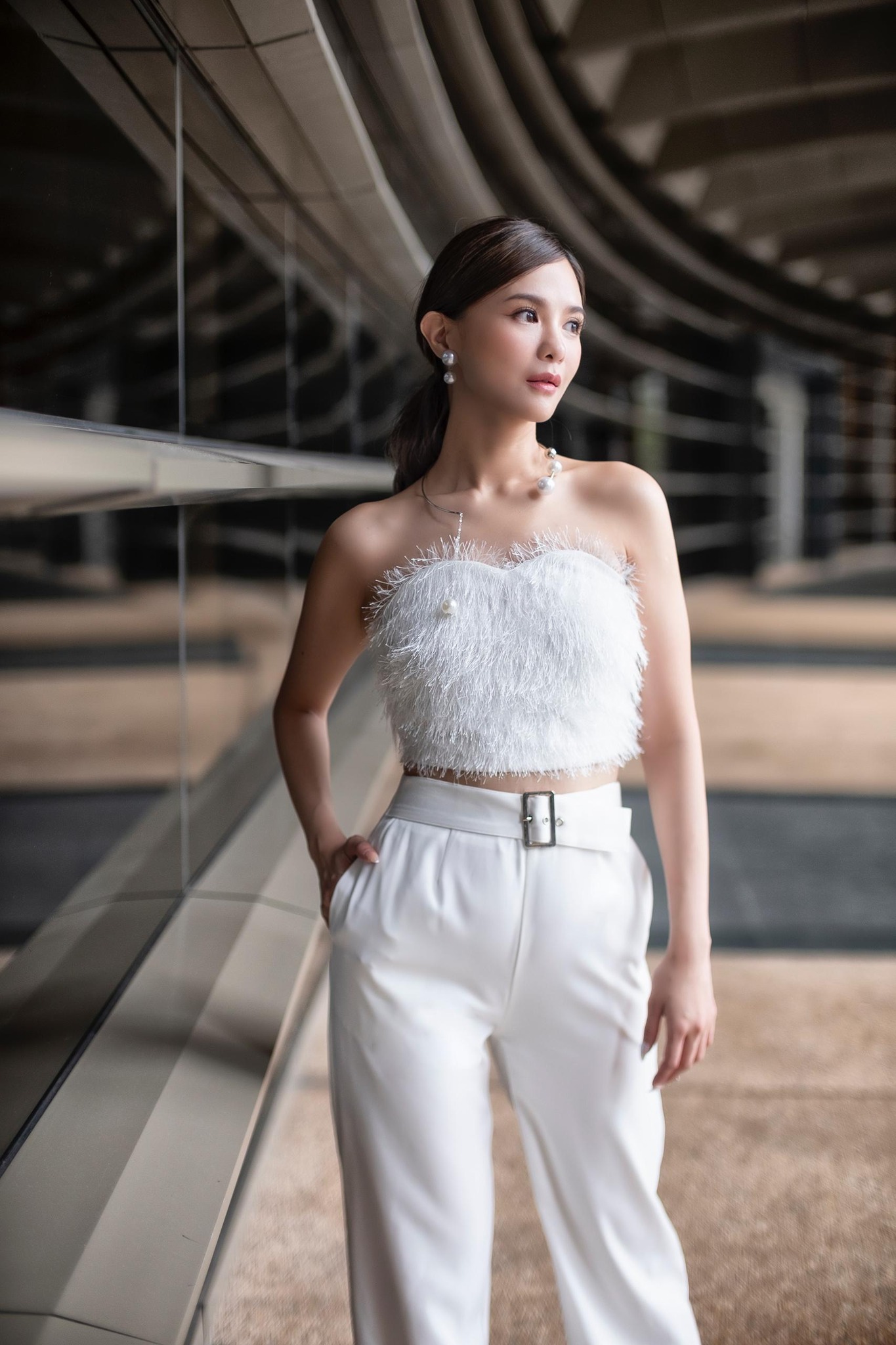 High Waist Side Pocket With Decorative Belt Long Pants AC406 (SO)