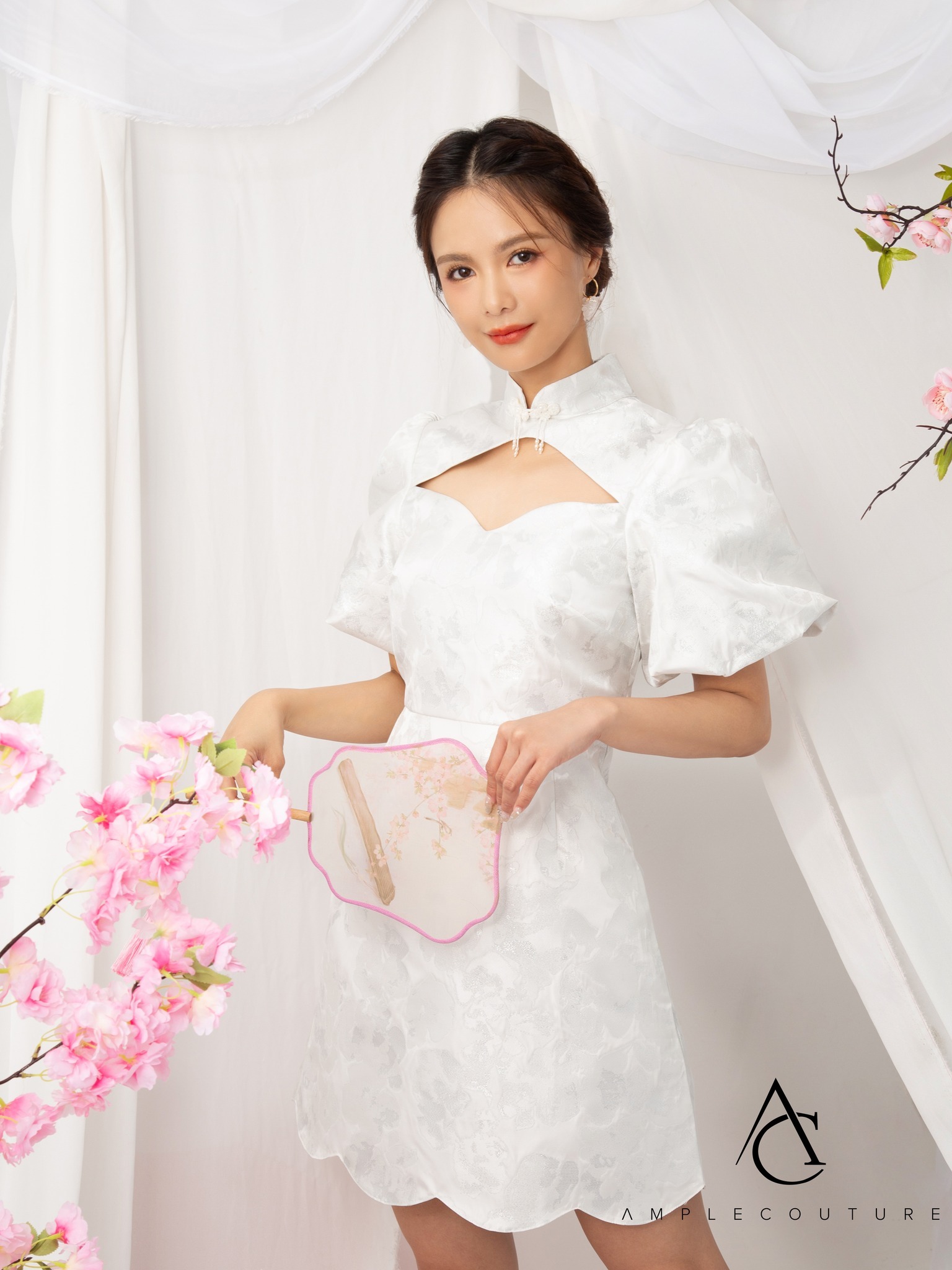 Puff Sleeve Front Hole Dress AC433