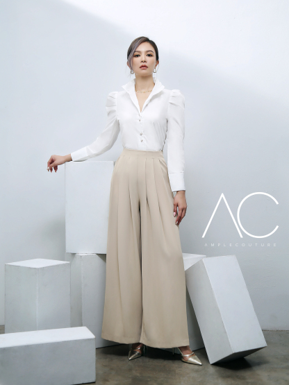 Back Zip Pleated Long Pant AC434