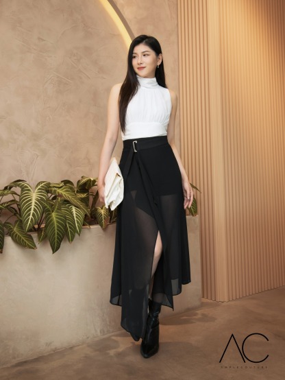 Sleeveless Waist Pleated Top AC506 