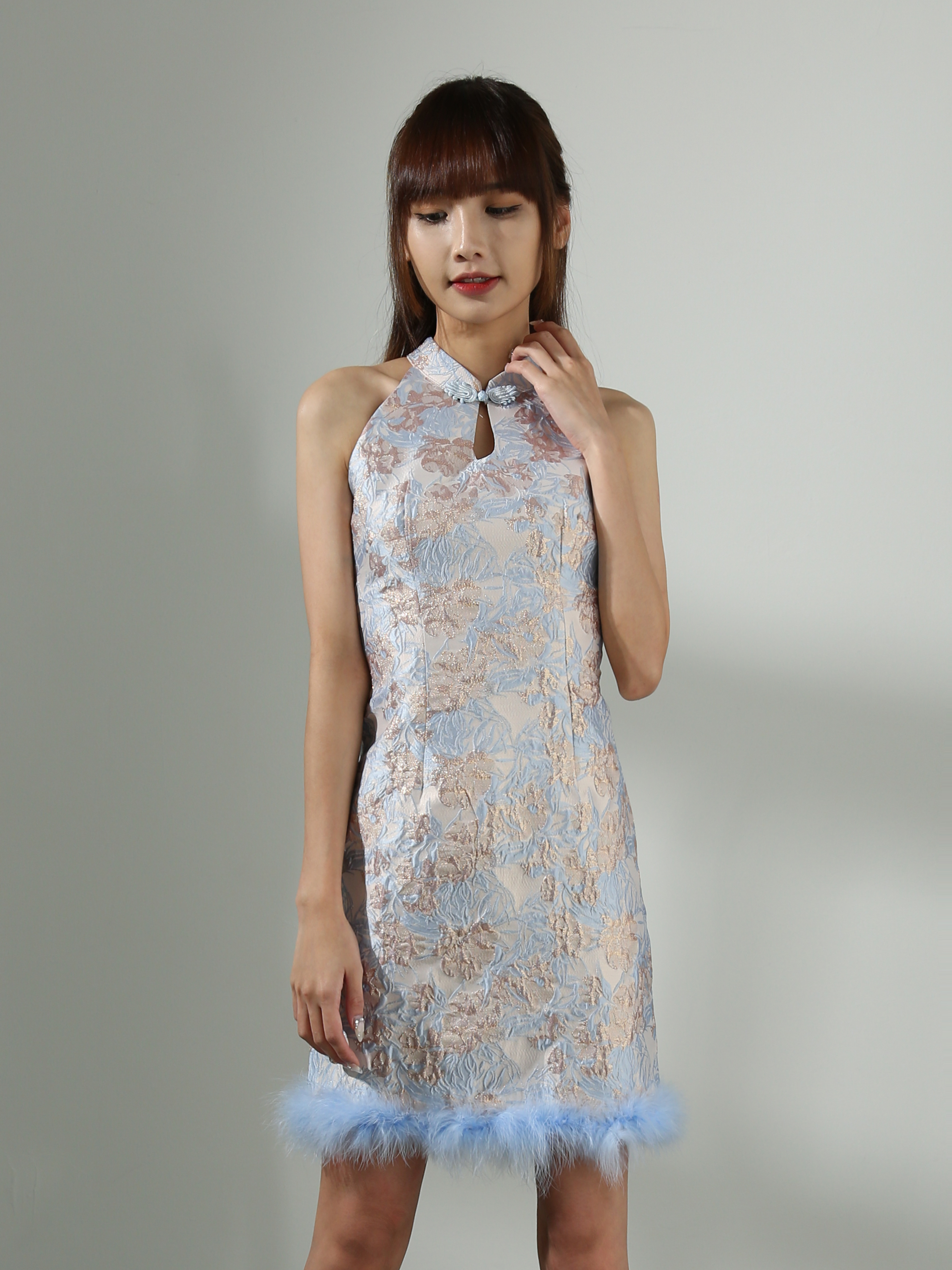[PREORDER]Cheongsam Halet Dress With Fur AC601 (SPO)